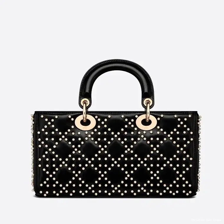 Cheap Black Lambskin Medium Cannage D-Joy Lady with Beads Bag Motif 0501 Luxury